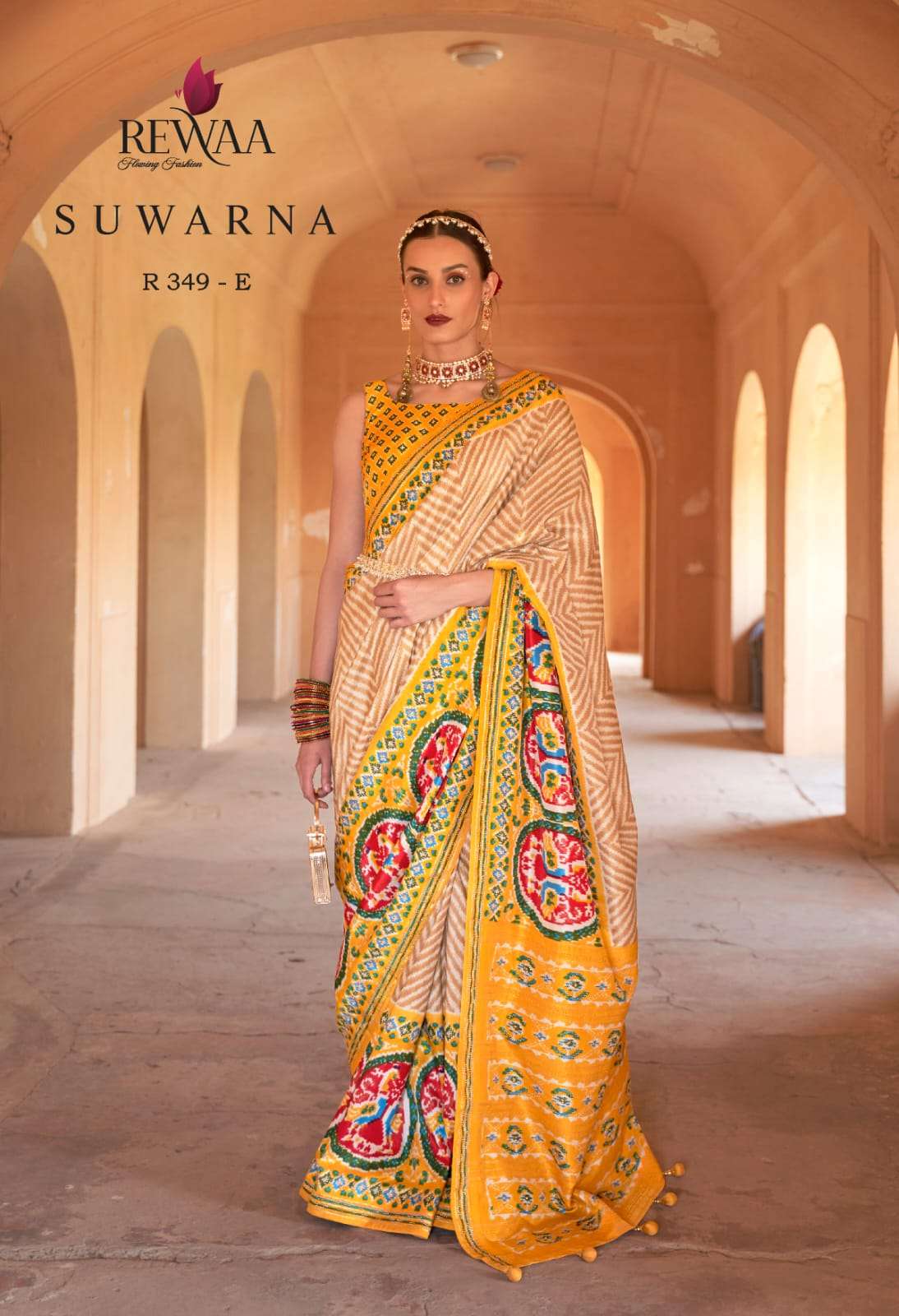 Suwarna By Rewaa 349 To 349-F Series Indian Traditional Wear Collection Beautiful Stylish Fancy Colorful Party Wear & Occasional Wear Silk Sarees At Wholesale Price