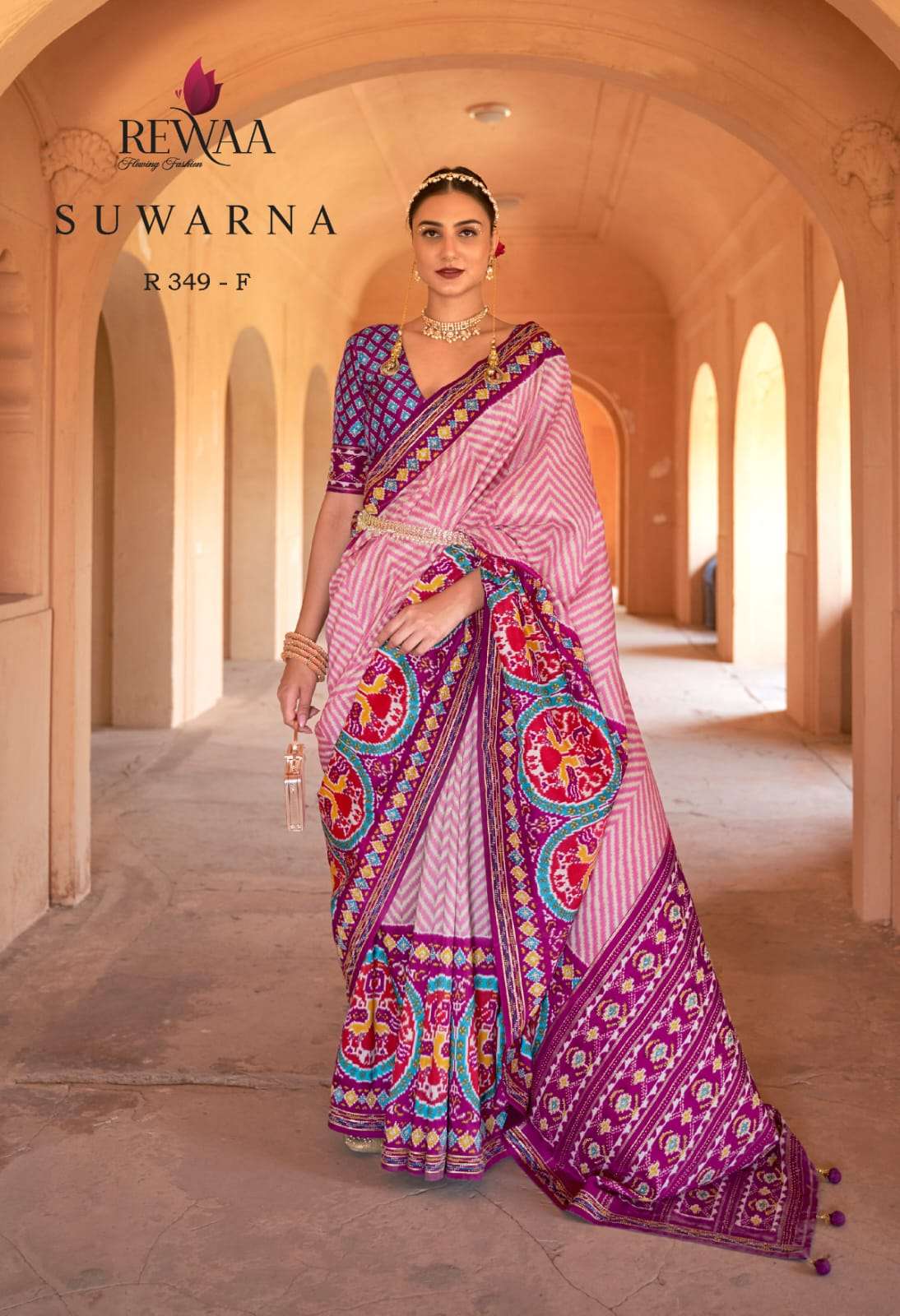 Suwarna By Rewaa 349 To 349-F Series Indian Traditional Wear Collection Beautiful Stylish Fancy Colorful Party Wear & Occasional Wear Silk Sarees At Wholesale Price