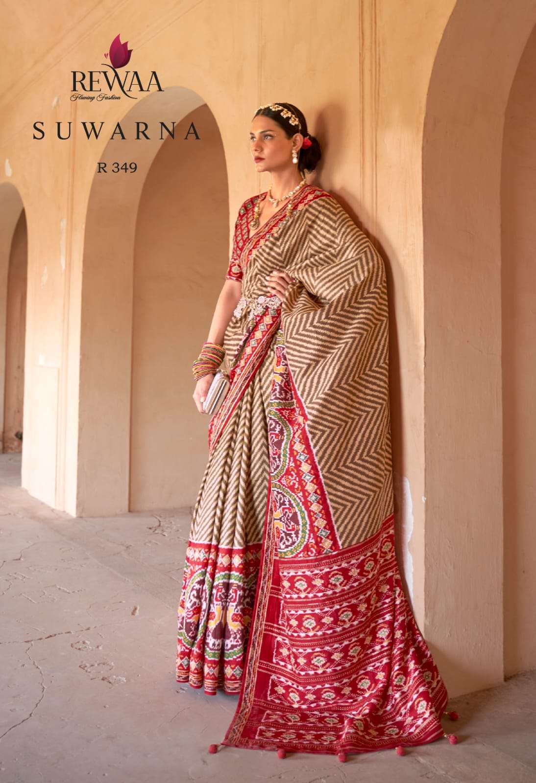 Suwarna By Rewaa 349 To 349-F Series Indian Traditional Wear Collection Beautiful Stylish Fancy Colorful Party Wear & Occasional Wear Silk Sarees At Wholesale Price