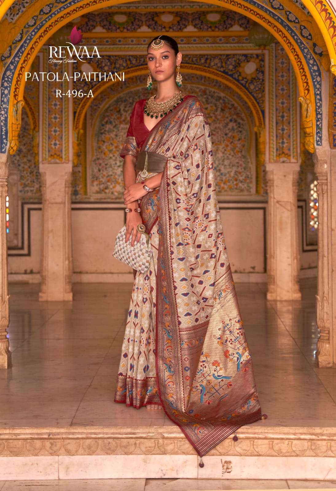 Patola-Paithani By Rewaa 496 To 496-H Series Indian Traditional Wear Collection Beautiful Stylish Fancy Colorful Party Wear & Occasional Wear Patola Silk Sarees At Wholesale Price