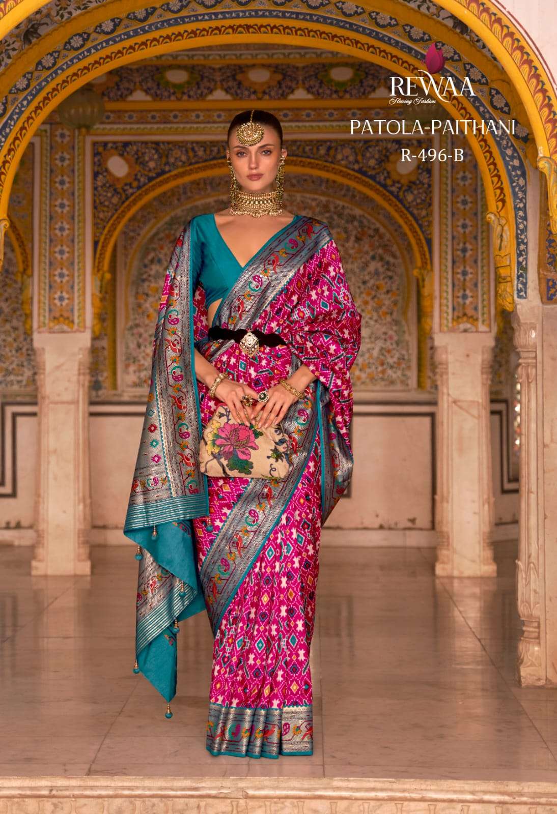 Patola-Paithani By Rewaa 496 To 496-H Series Indian Traditional Wear Collection Beautiful Stylish Fancy Colorful Party Wear & Occasional Wear Patola Silk Sarees At Wholesale Price