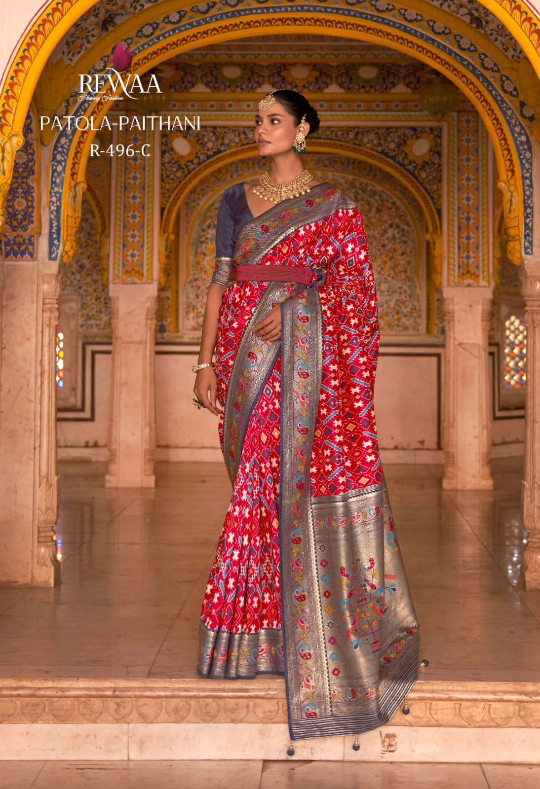 Patola-Paithani By Rewaa 496 To 496-H Series Indian Traditional Wear Collection Beautiful Stylish Fancy Colorful Party Wear & Occasional Wear Patola Silk Sarees At Wholesale Price