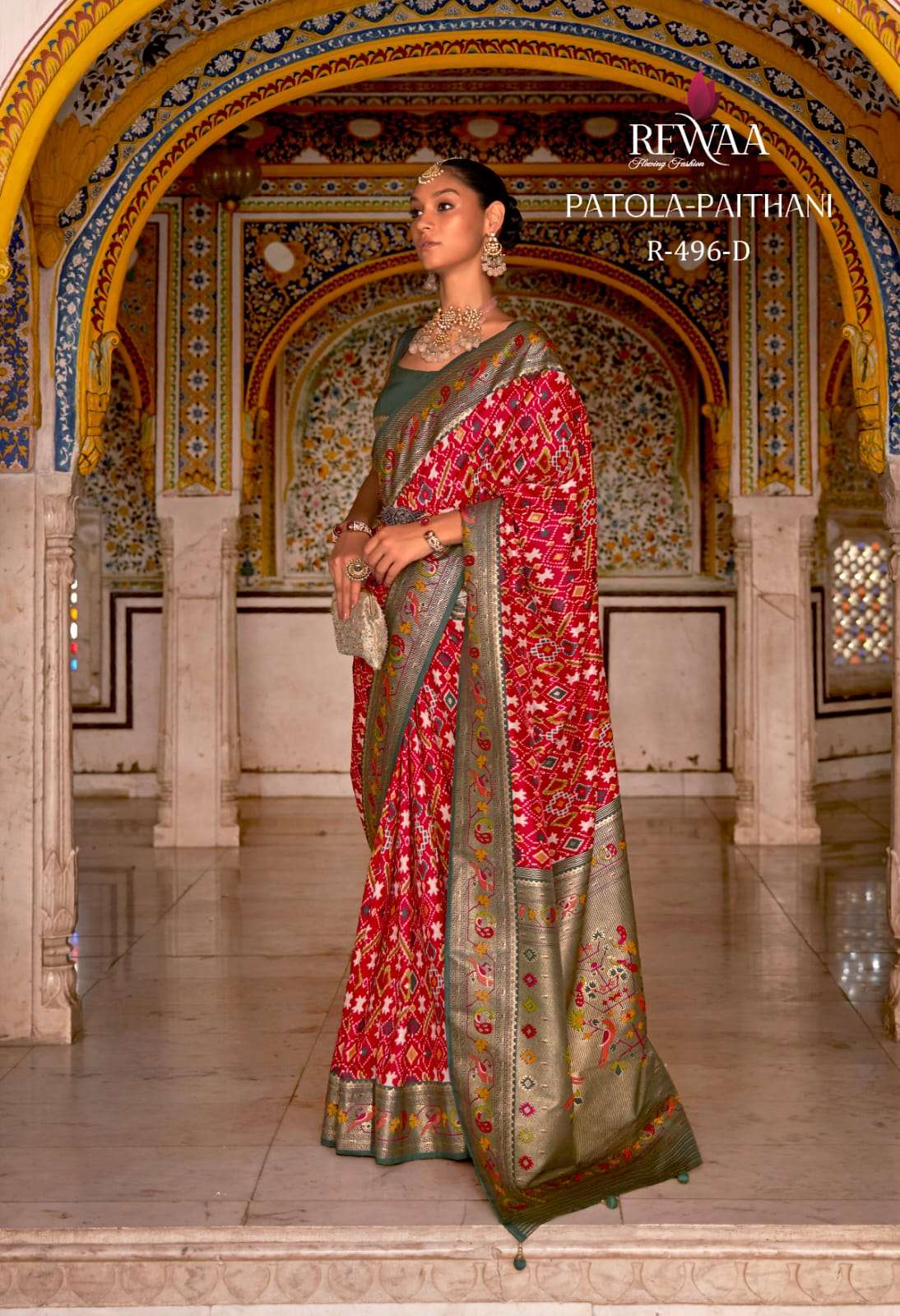 Patola-Paithani By Rewaa 496 To 496-H Series Indian Traditional Wear Collection Beautiful Stylish Fancy Colorful Party Wear & Occasional Wear Patola Silk Sarees At Wholesale Price