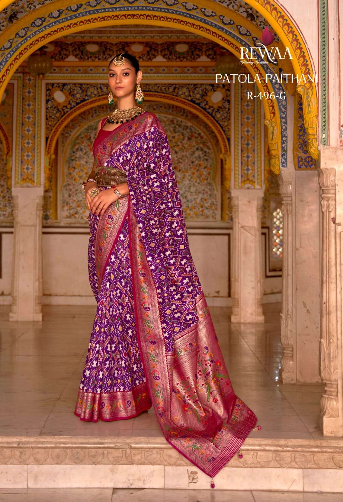 Patola-Paithani By Rewaa 496 To 496-H Series Indian Traditional Wear Collection Beautiful Stylish Fancy Colorful Party Wear & Occasional Wear Patola Silk Sarees At Wholesale Price