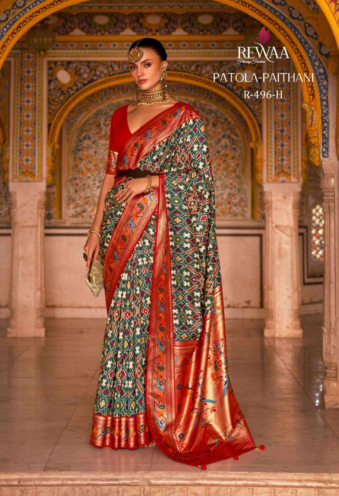 Patola-Paithani By Rewaa 496 To 496-H Series Indian Traditional Wear Collection Beautiful Stylish Fancy Colorful Party Wear & Occasional Wear Patola Silk Sarees At Wholesale Price