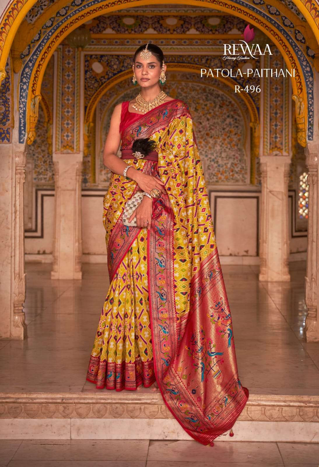 Patola-Paithani By Rewaa 496 To 496-H Series Indian Traditional Wear Collection Beautiful Stylish Fancy Colorful Party Wear & Occasional Wear Patola Silk Sarees At Wholesale Price