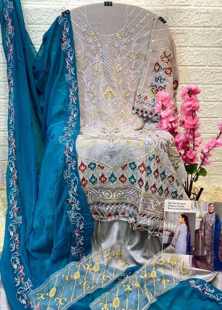 Hoor Tex Hit Design H-34 By Hoor Tex Beautiful Pakistani Suits Stylish Colorful Fancy Casual Wear & Ethnic Wear Heavy Georgette Embroidered Dresses At Wholesale Price