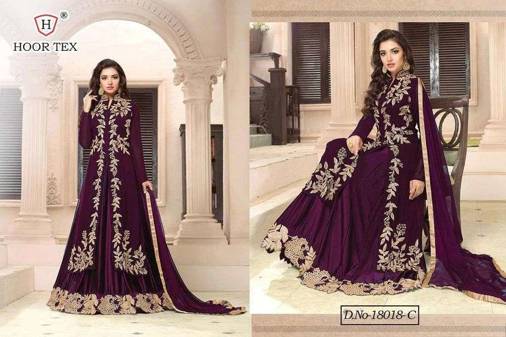 HOOR TEX 18018 COLOURS NX BY HOOR TEX 18018-B TO 18018-C SERIES DESIGNER ANARKALI SUITS COLLECTION BEAUTIFUL STYLISH COLORFUL FANCY PARTY WEAR & OCCASIONAL WEAR HEAVY GEORGETTE WITH EMBROIDERY DRESSES AT WHOLESALE PRICE