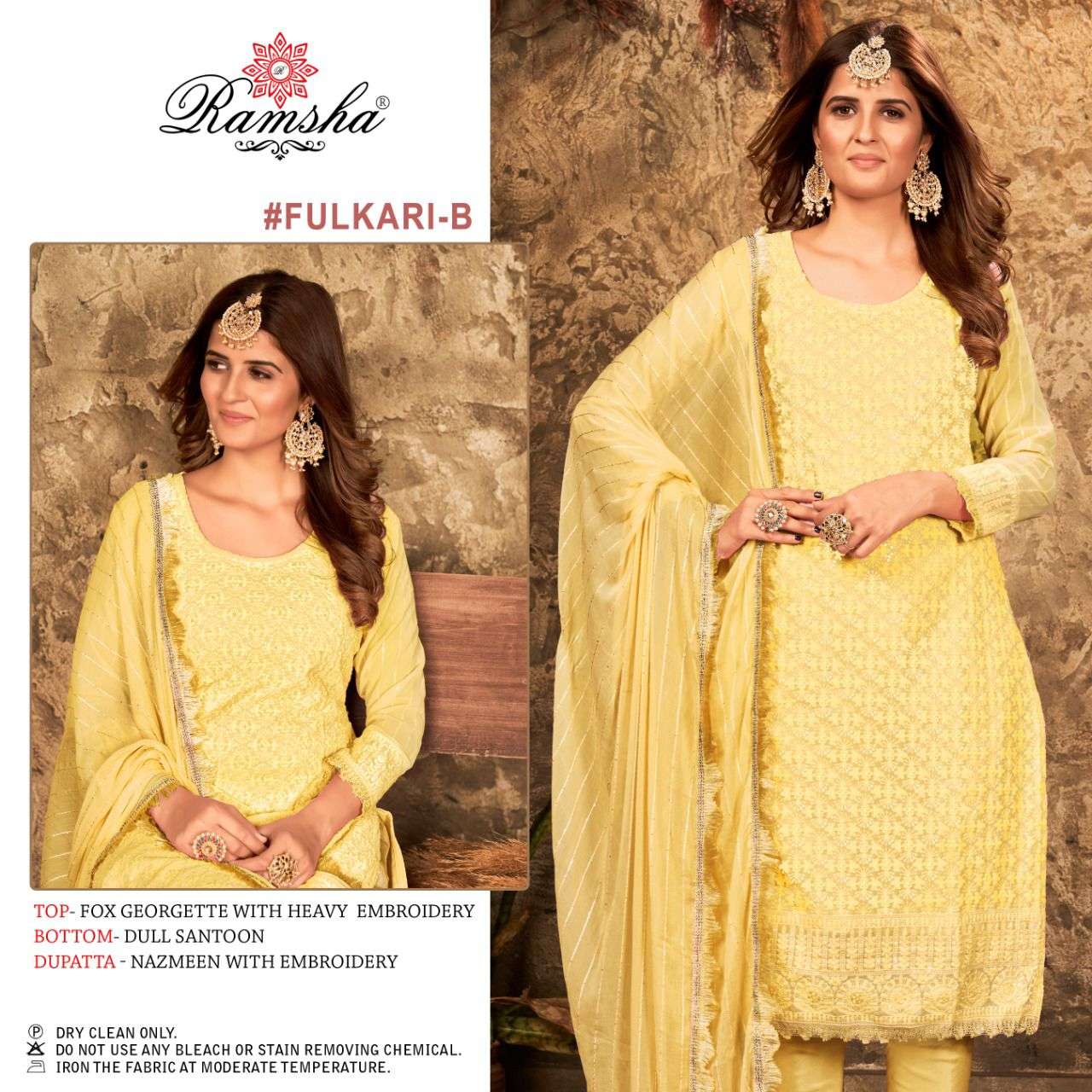 FULKARI BY RAMSHA A TO D SERIES BEAUTIFUL PAKISTANI SUITS COLORFUL STYLISH FANCY CASUAL WEAR & ETHNIC WEAR FAUX GEORGETTE EMBROIDERED DRESSES AT WHOLESALE PRICE