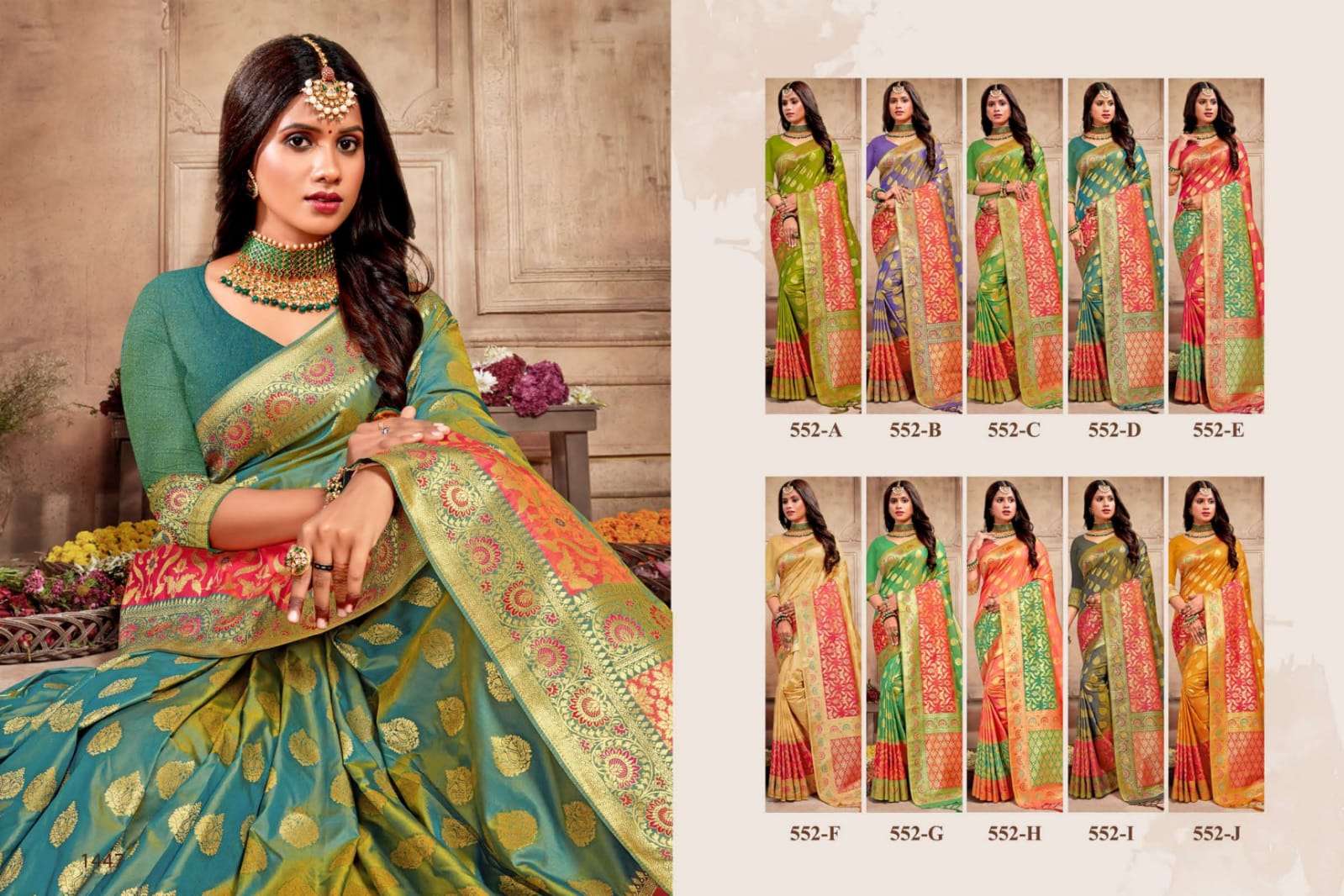 AARVI BY FASHID WHOLESALE 552-A TO 552-J SERIES INDIAN TRADITIONAL WEAR COLLECTION BEAUTIFUL STYLISH FANCY COLORFUL PARTY WEAR & OCCASIONAL WEAR VISCOSE SILK SAREES AT WHOLESALE PRICE