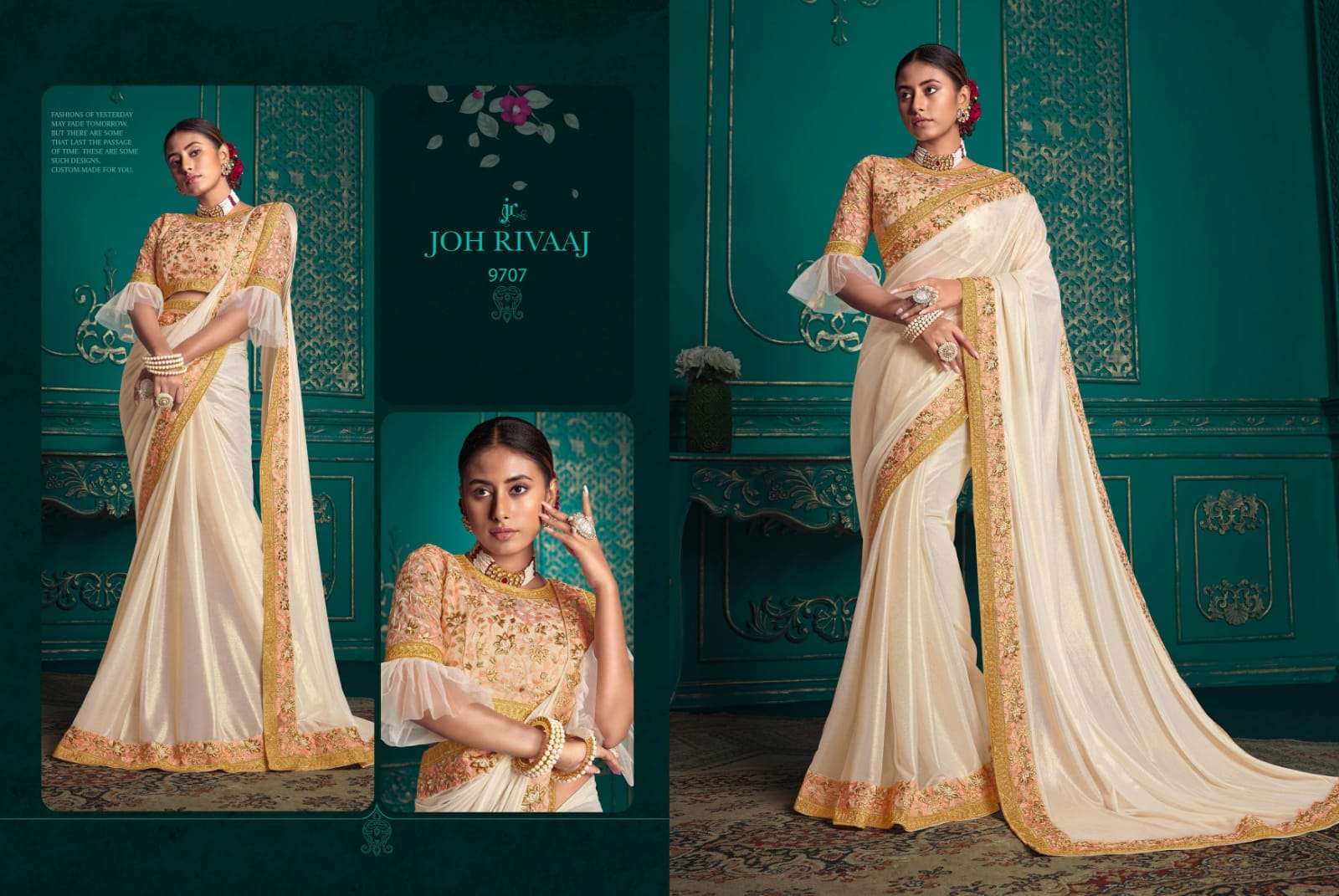 KADHAI VOL-3 BY JOH RIVAAJ 9701 TO 9718 SERIES DESIGNER BEAUTIFUL NAVRATRI COLLECTION OCCASIONAL WEAR & PARTY WEAR FANCY SAREES AT WHOLESALE PRICE