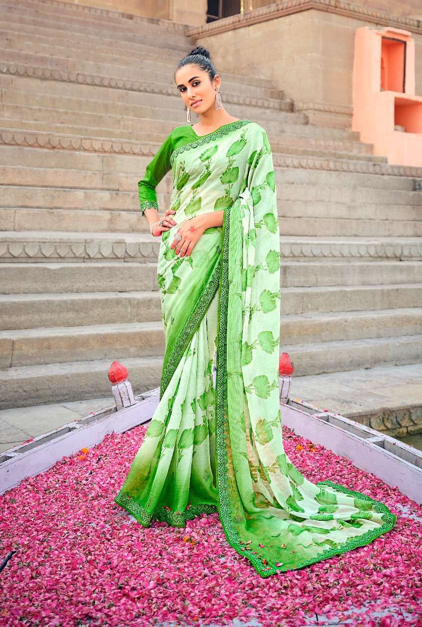 FLORAL VOL-3 BY PC 01 TO 08 SERIES INDIAN TRADITIONAL WEAR COLLECTION BEAUTIFUL STYLISH FANCY COLORFUL PARTY WEAR & OCCASIONAL WEAR MOSS CHIFFON SAREES AT WHOLESALE PRICE