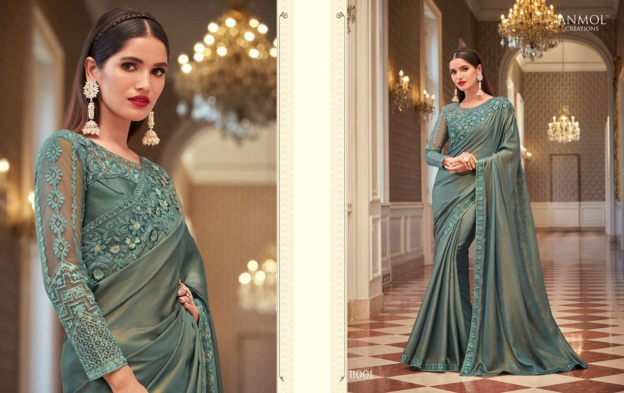 ELEGANCE VOL-15 BY ANMOL CREATION 11001 TO 11018 SERIES INDIAN TRADITIONAL WEAR COLLECTION BEAUTIFUL STYLISH FANCY COLORFUL PARTY WEAR & OCCASIONAL WEAR FANCY SAREES AT WHOLESALE PRICE