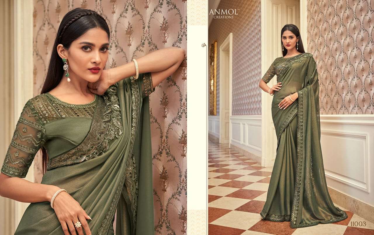 ELEGANCE VOL-15 BY ANMOL CREATION 11001 TO 11018 SERIES INDIAN TRADITIONAL WEAR COLLECTION BEAUTIFUL STYLISH FANCY COLORFUL PARTY WEAR & OCCASIONAL WEAR FANCY SAREES AT WHOLESALE PRICE