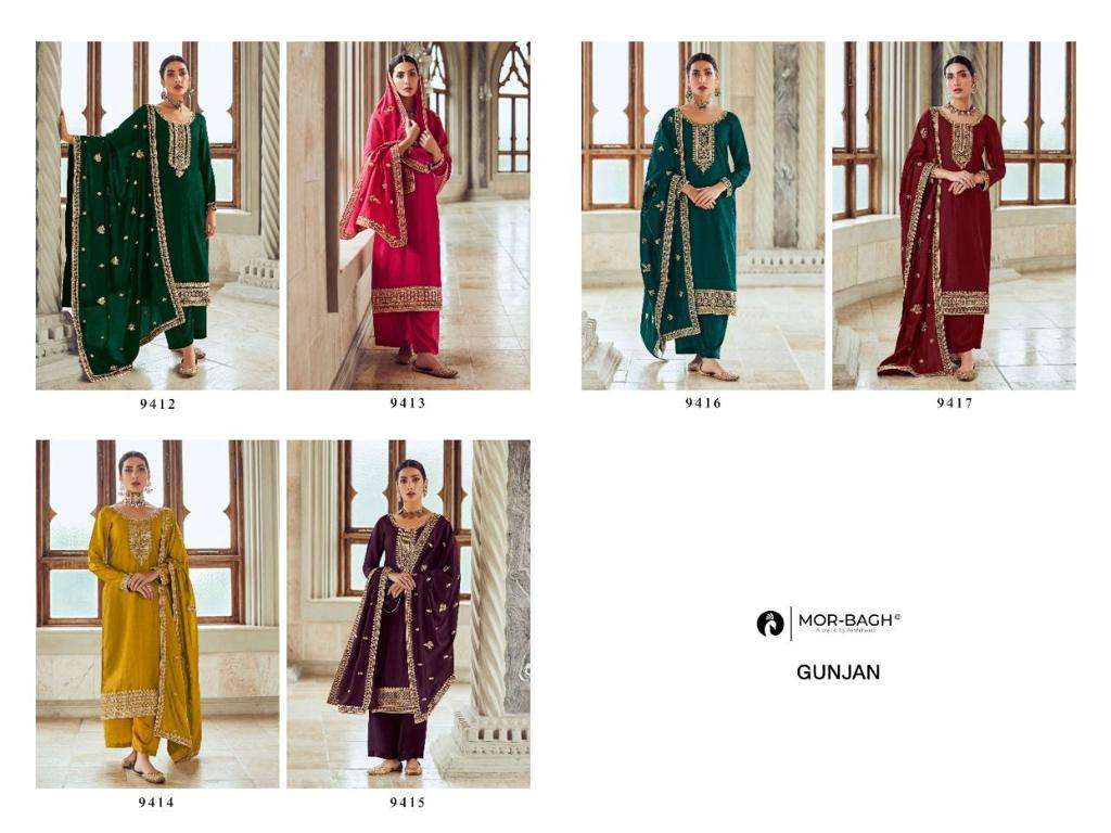 Gunjan By Aashirwad Creation 9412 To 9417 Series Beautiful Stylish Suits Fancy Colorful Casual Wear & Ethnic Wear & Ready To Wear Premium Silk Dresses At Wholesale Price