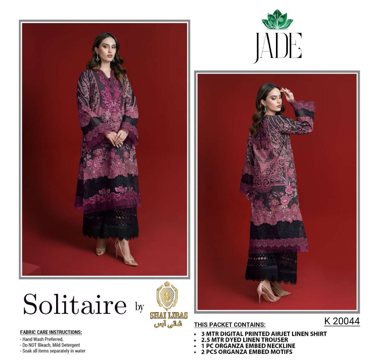 SOLITAIRE BY JADE BEAUTIFUL PAKISTANI SUITS COLORFUL STYLISH FANCY CASUAL WEAR & ETHNIC WEAR PURE COTTON PRINT DRESSES AT WHOLESALE PRICE