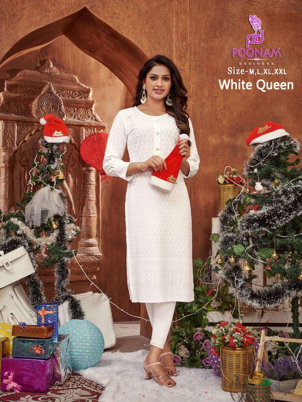 White Queen By Poonam Designer 1001 To 1006 Series Designer Stylish Fancy Colorful Beautiful Party Wear & Ethnic Wear Collection Rayon Kurtis At Wholesale Price