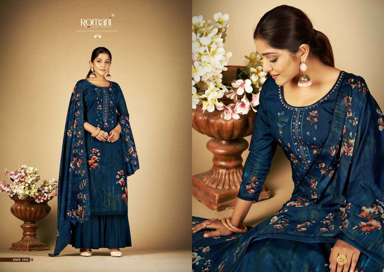SABEENA BY ROMANI 1069-001 TO 1069-010 SERIES BEAUTIFUL SUITS COLORFUL STYLISH FANCY CASUAL WEAR & ETHNIC WEAR SOFT COTTON PRINT DRESSES AT WHOLESALE PRICE