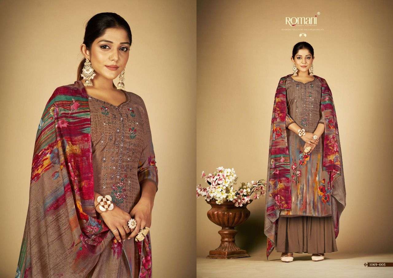 SABEENA BY ROMANI 1069-001 TO 1069-010 SERIES BEAUTIFUL SUITS COLORFUL STYLISH FANCY CASUAL WEAR & ETHNIC WEAR SOFT COTTON PRINT DRESSES AT WHOLESALE PRICE