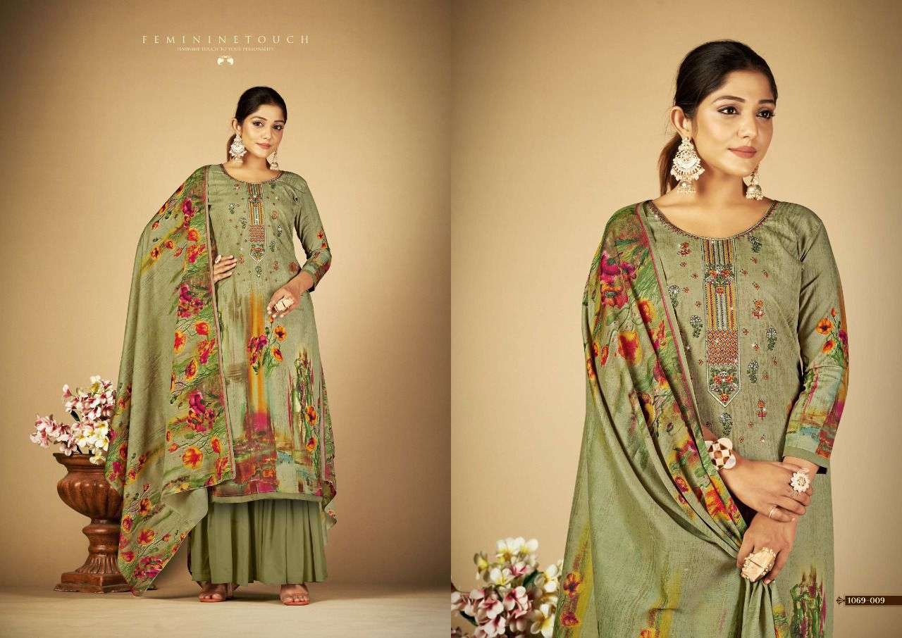 SABEENA BY ROMANI 1069-001 TO 1069-010 SERIES BEAUTIFUL SUITS COLORFUL STYLISH FANCY CASUAL WEAR & ETHNIC WEAR SOFT COTTON PRINT DRESSES AT WHOLESALE PRICE