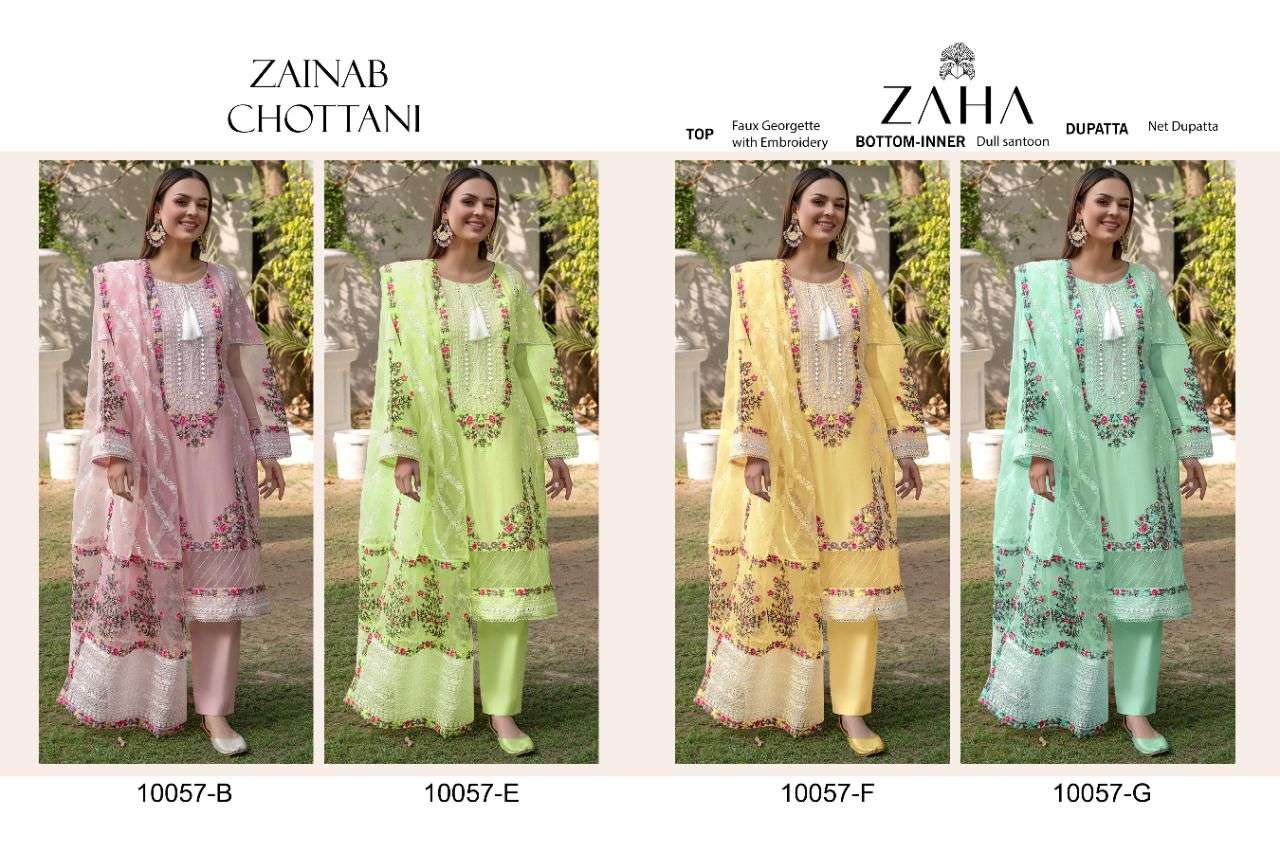 ZAINAB CHOTTANI BY ZAHA PAKISTANI TRADITIONAL WEAR COLLECTION BEAUTIFUL STYLISH FANCY COLORFUL PARTY WEAR & OCCASIONAL WEAR FAUX GEORGETTE EMBROIDERED DRESSES AT WHOLESALE PRICE