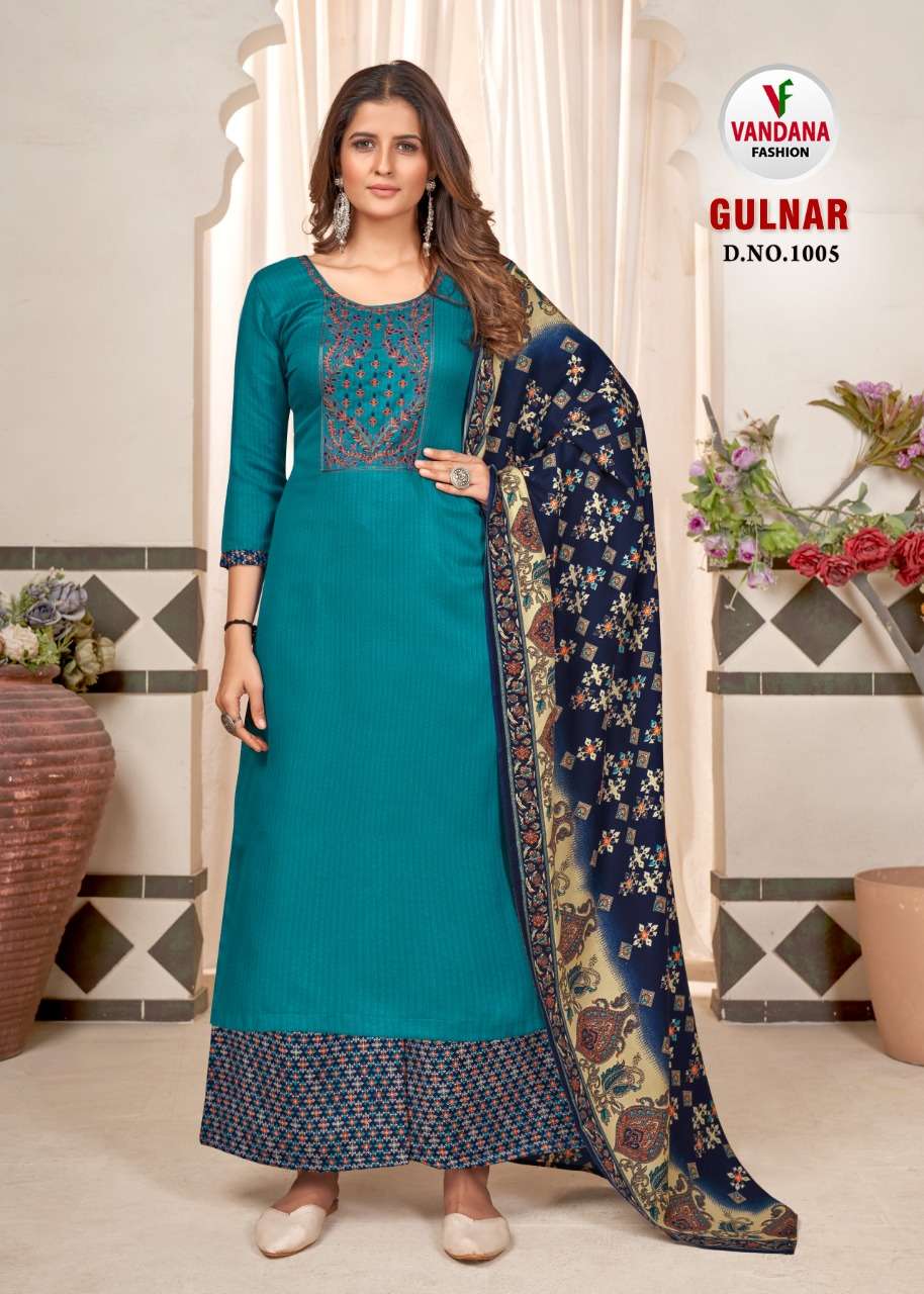 GULNAR BY VANDANA 1001 TO 1008 SERIES INDIAN TRADITIONAL WEAR COLLECTION BEAUTIFUL STYLISH FANCY COLORFUL PARTY WEAR & OCCASIONAL WEAR PASHMINA JACQUARD DRESSES AT WHOLESALE PRICE