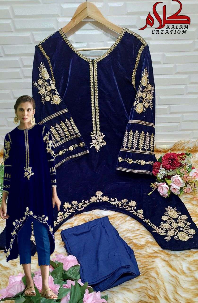 KALAM 1117 COLOURS BY KALAM CREATION 01 TO 02 SERIES DESIGNER FESTIVE PAKISTANI KURTIS COLLECTION BEAUTIFUL STYLISH FANCY COLORFUL PARTY WEAR & OCCASIONAL WEAR VELVET EMBROIDERED KURTIS AT WHOLESALE PRICE