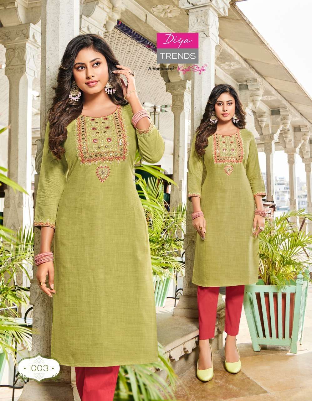 CAPTAN COOL VOL-1 BY DIYA TRENDS 1001 TO 1006 SERIES DESIGNER STYLISH FANCY COLORFUL BEAUTIFUL PARTY WEAR & ETHNIC WEAR COLLECTION RAYON LINEN EMBROIDERED KURTIS AT WHOLESALE PRICE
