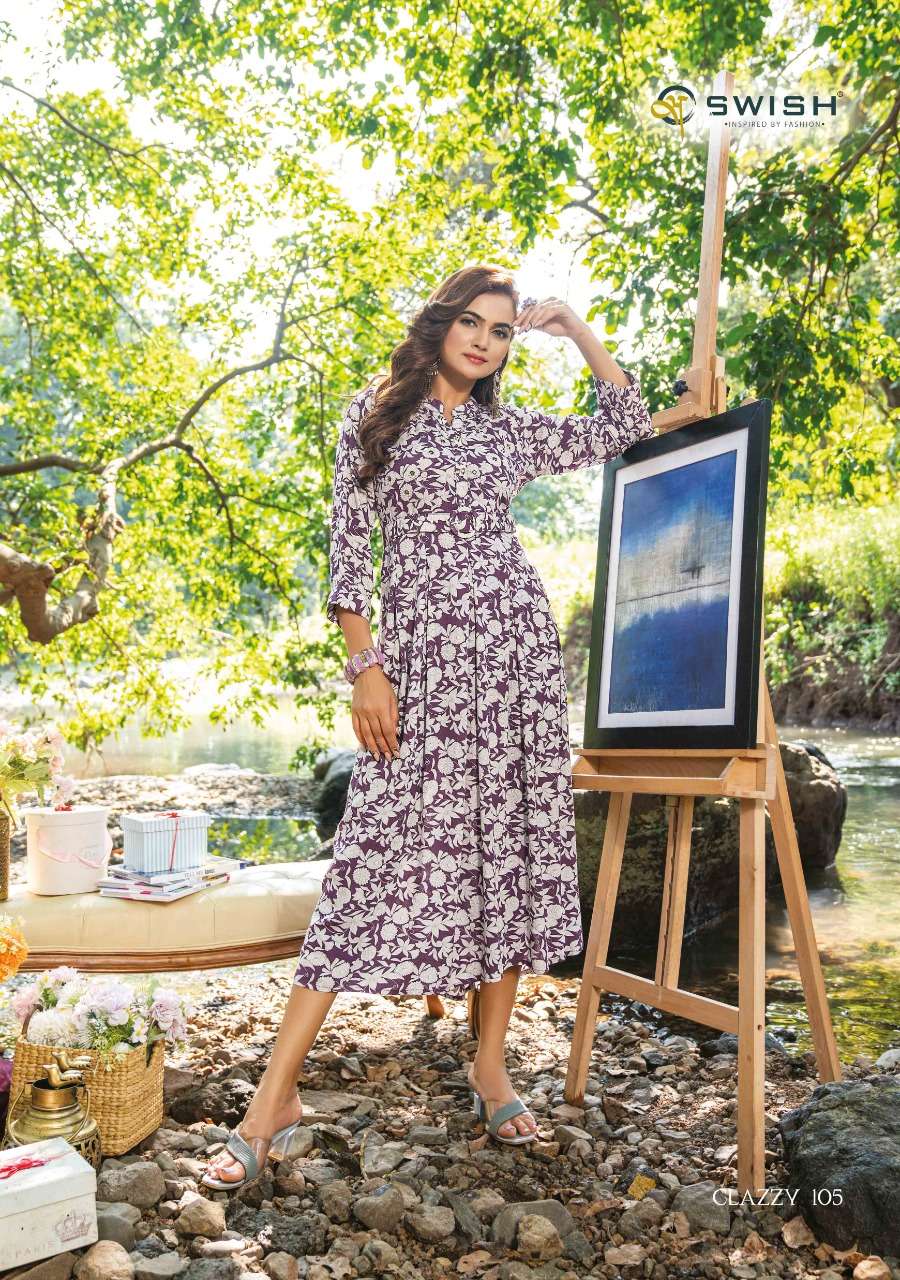 Clazzy By Swish 101 To 106 Series Designer Stylish Fancy Colorful Beautiful Party Wear & Ethnic Wear Collection Viscose Rayon Gown At Wholesale Price