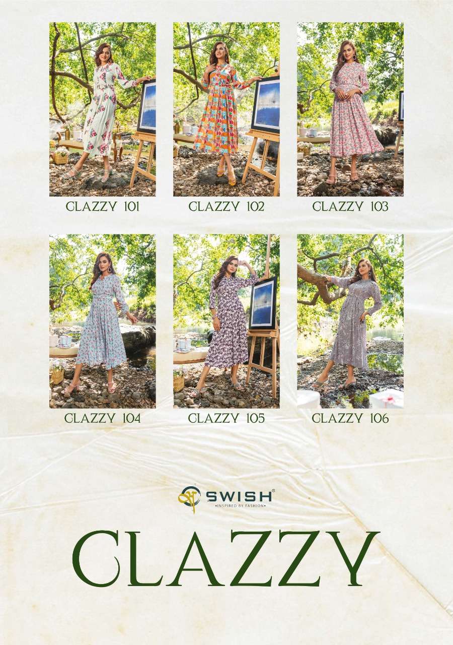 Clazzy By Swish 101 To 106 Series Designer Stylish Fancy Colorful Beautiful Party Wear & Ethnic Wear Collection Viscose Rayon Gown At Wholesale Price