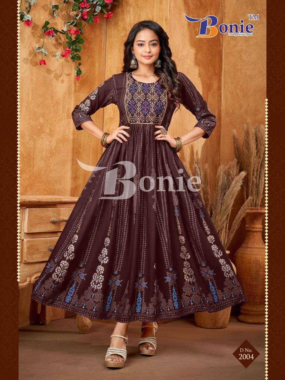 LAILA VOL-2 BY BONIE 2001 TO 2006 SERIES DESIGNER STYLISH FANCY COLORFUL BEAUTIFUL PARTY WEAR & ETHNIC WEAR COLLECTION RAYON FOIL GOWN AT WHOLESALE PRICE