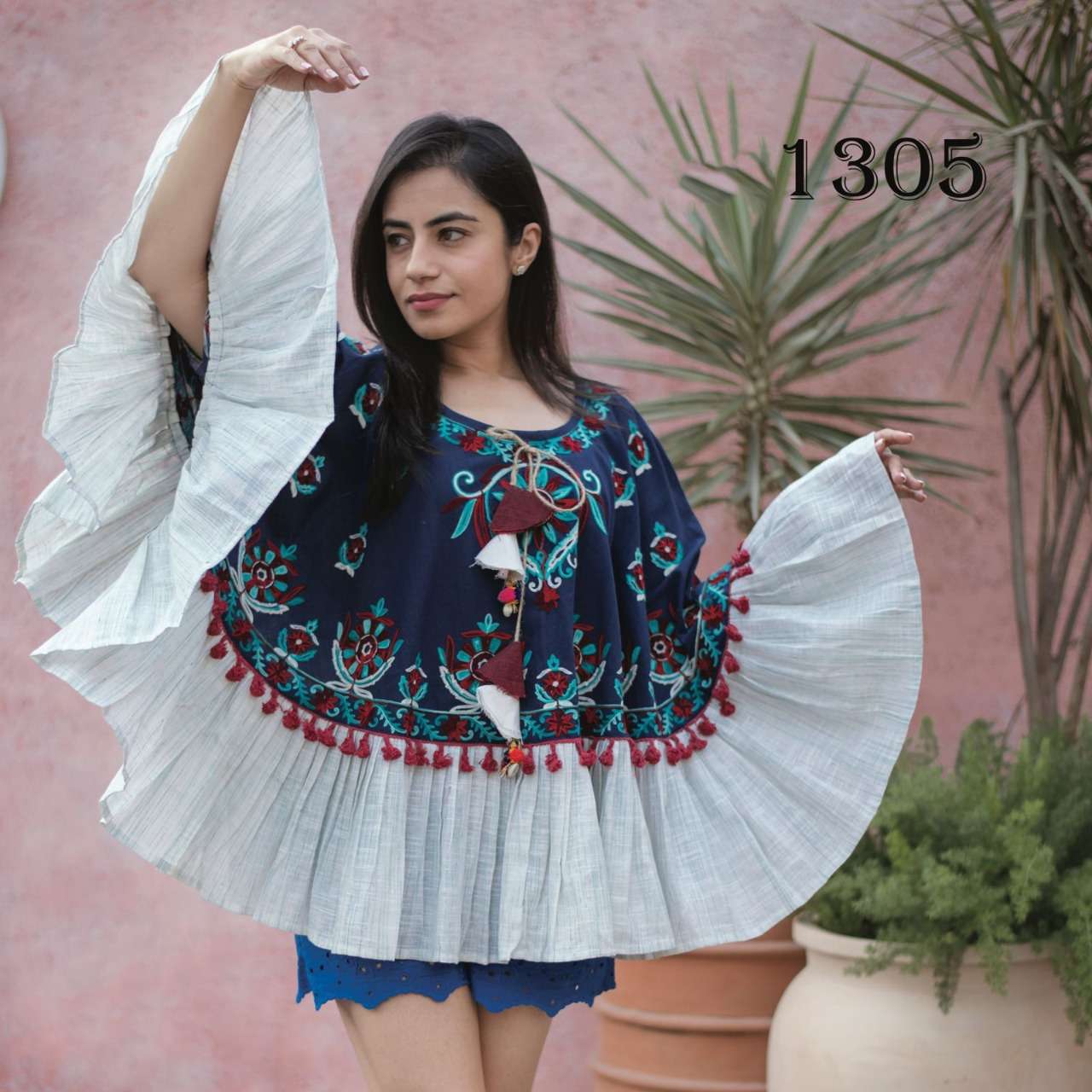 PONCHO BY KAAMIRI 1300 TO 1307 SERIES DESIGNER STYLISH FANCY COLORFUL BEAUTIFUL PARTY WEAR & ETHNIC WEAR COLLECTION FANCY TOPS AT WHOLESALE PRICE