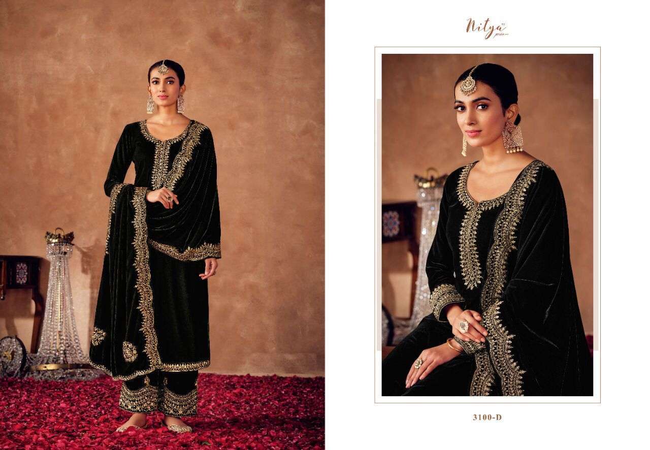MAAYSA BY LT FABRICS 3100-A TO 3100-F SERIES FESTIVE TRADITIONAL WEAR COLLECTION BEAUTIFUL STYLISH FANCY COLORFUL PARTY WEAR & OCCASIONAL WEAR VELVET EMBROIDERED DRESSES AT WHOLESALE PRICE