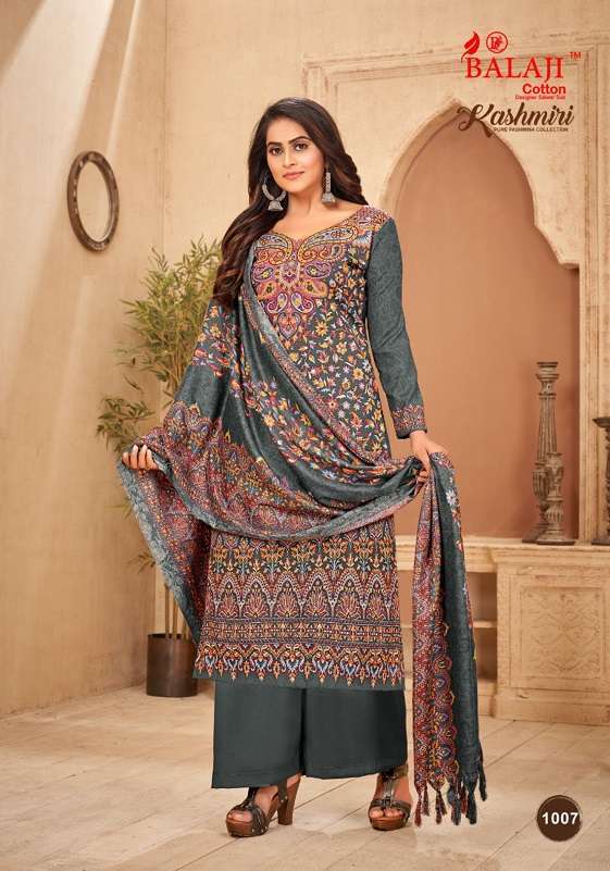 KASHMIRI BY BALAJI COTTON 1001 TO 1010 SERIES DESIGNER SUITS COLLECTION BEAUTIFUL STYLISH COLORFUL FANCY PARTY WEAR & OCCASIONAL WEAR PURE PASHMINA DRESSES AT WHOLESALE PRICE