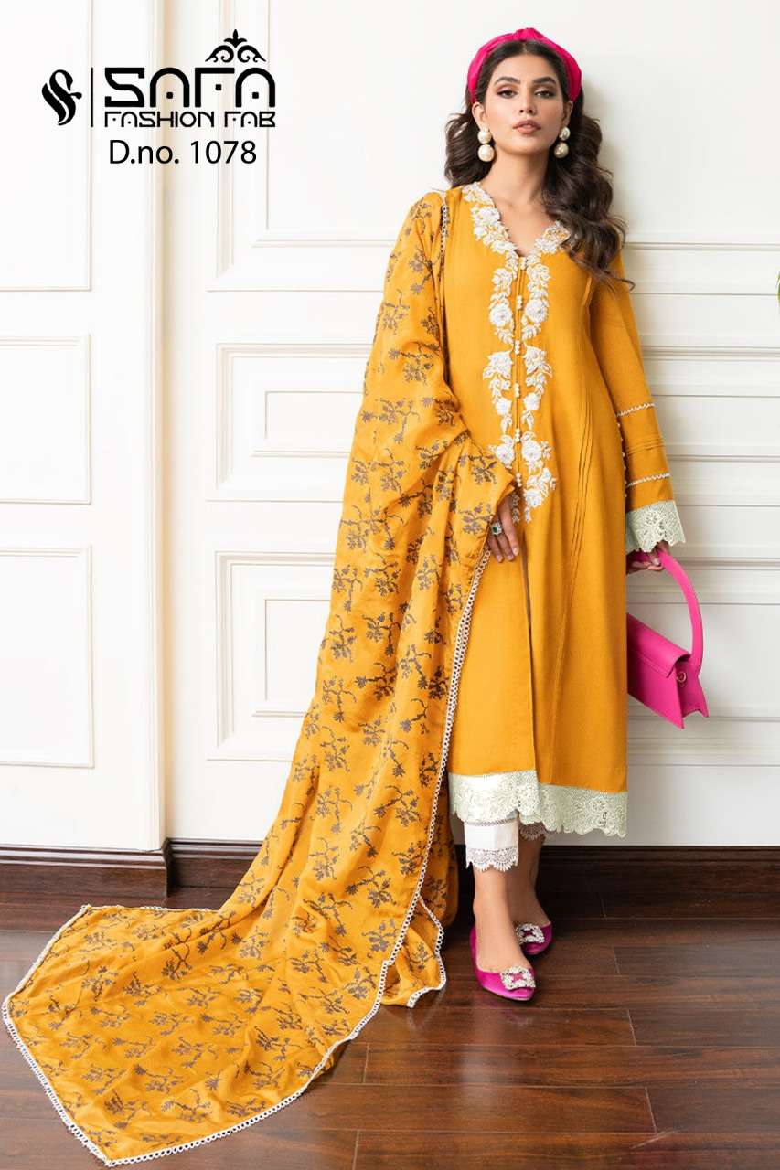 Safa Hit Design 1078 By Safa Fashion Designer Pakistani Suits Beautiful Stylish Fancy Colorful Party Wear & Occasional Wear Heavy Georgette Embroidered Dresses At Wholesale Price