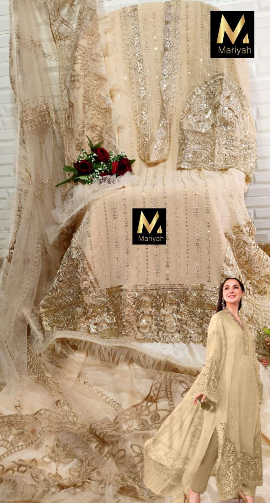 Mariyah Hit Design M-143 By Mariyah Beautiful Pakistani Suits Colorful Stylish Fancy Casual Wear & Ethnic Wear Faux Georgette Embroidered Dresses At Wholesale Price