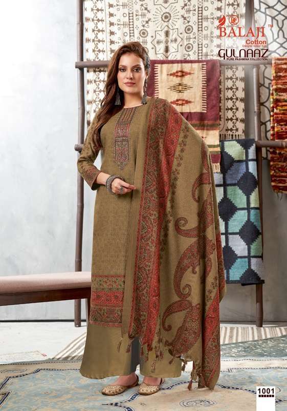 GULNAAZ BY BALAJI COTTON 1001 TO 1008 SERIES BEAUTIFUL SUITS COLORFUL STYLISH FANCY CASUAL WEAR & ETHNIC WEAR PURE PASHMINA DIGITAL PRINT DRESSES AT WHOLESALE PRICE