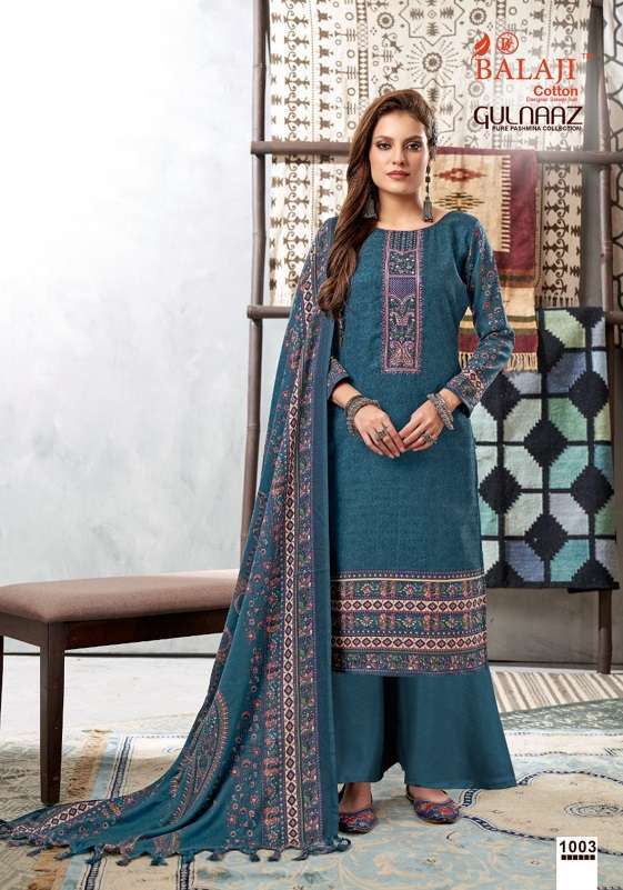GULNAAZ BY BALAJI COTTON 1001 TO 1008 SERIES BEAUTIFUL SUITS COLORFUL STYLISH FANCY CASUAL WEAR & ETHNIC WEAR PURE PASHMINA DIGITAL PRINT DRESSES AT WHOLESALE PRICE
