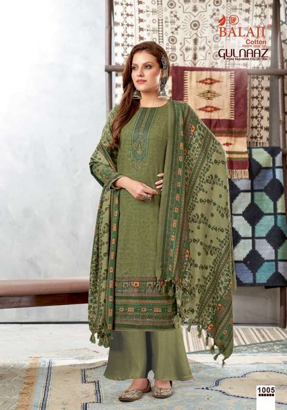 GULNAAZ BY BALAJI COTTON 1001 TO 1008 SERIES BEAUTIFUL SUITS COLORFUL STYLISH FANCY CASUAL WEAR & ETHNIC WEAR PURE PASHMINA DIGITAL PRINT DRESSES AT WHOLESALE PRICE