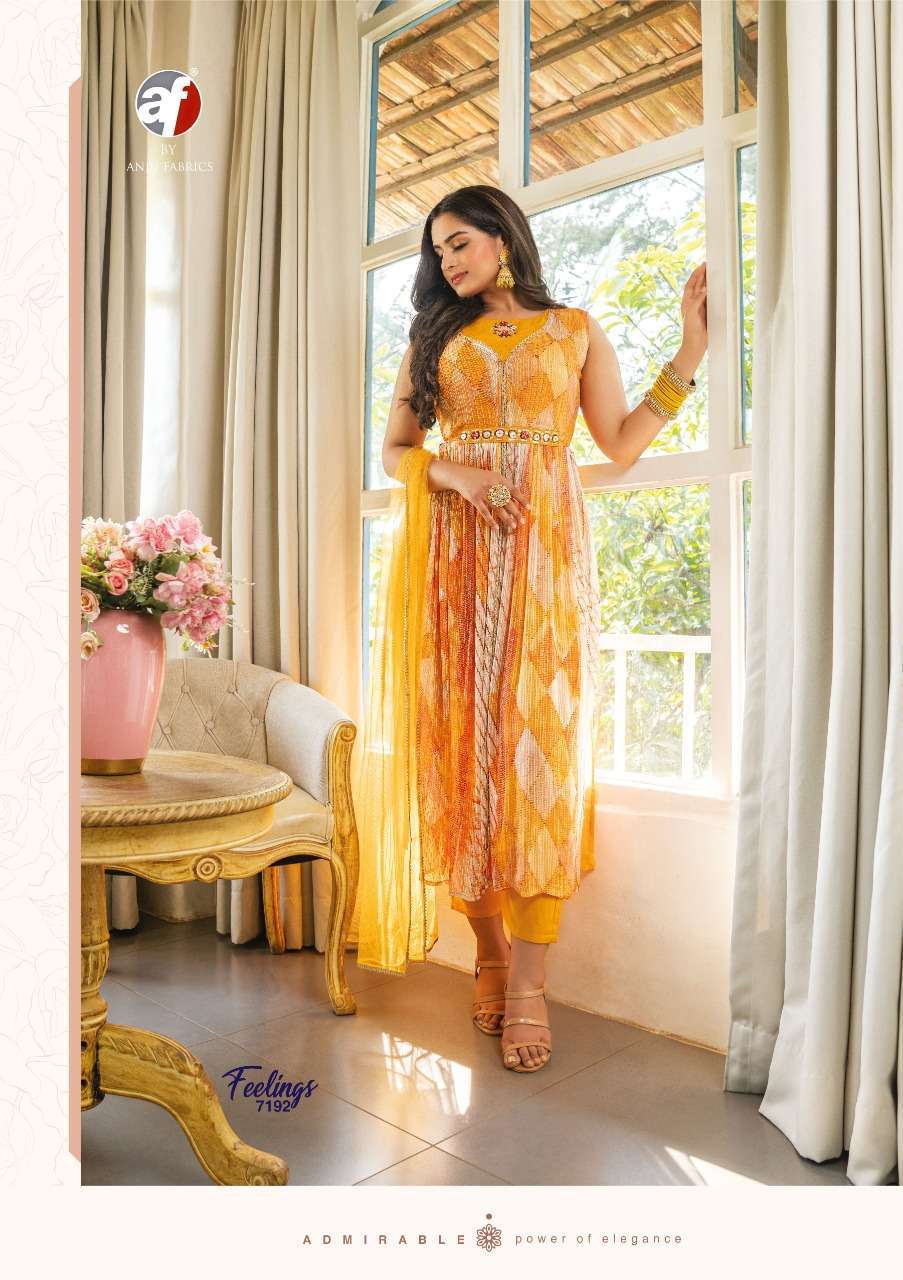 Feelings By Anju Fabrics 7191 To 7196 Series Festive Traditional Wear Collection Beautiful Stylish Fancy Colorful Party Wear & Occasional Wear Georgette Dresses At Wholesale Price