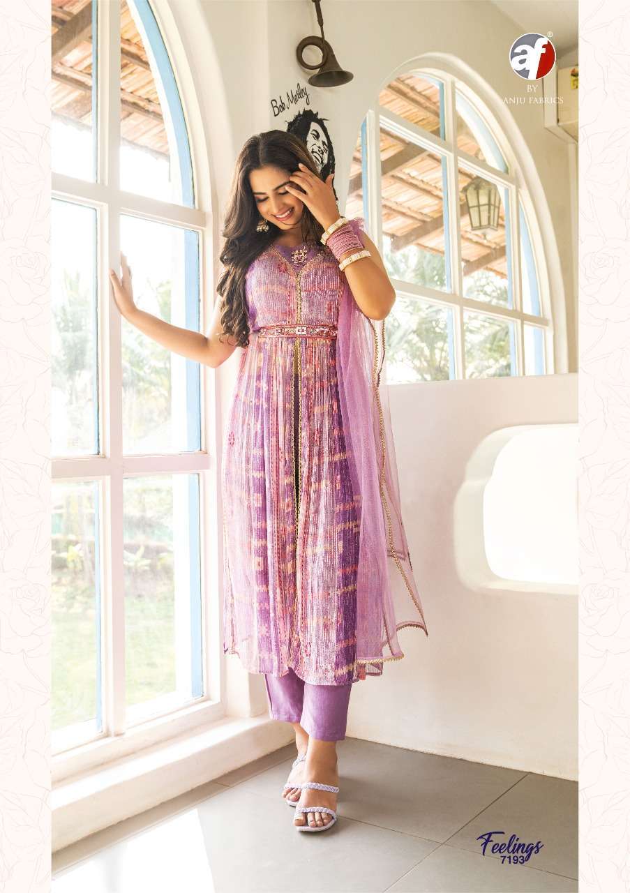 Feelings By Anju Fabrics 7191 To 7196 Series Festive Traditional Wear Collection Beautiful Stylish Fancy Colorful Party Wear & Occasional Wear Georgette Dresses At Wholesale Price