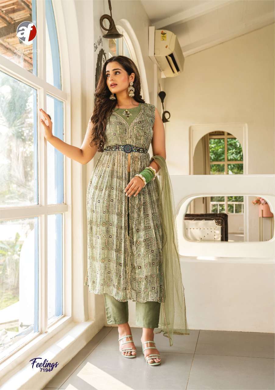 Feelings By Anju Fabrics 7191 To 7196 Series Festive Traditional Wear Collection Beautiful Stylish Fancy Colorful Party Wear & Occasional Wear Georgette Dresses At Wholesale Price