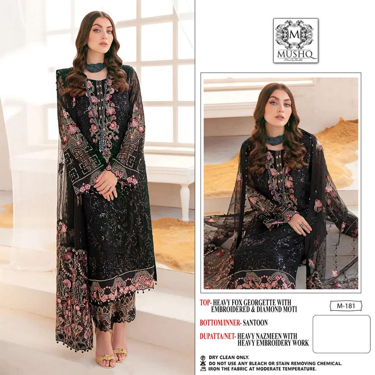 Mushq Hit Design 181 By Mushq Beautiful Pakistani Suits Colorful Stylish Fancy Casual Wear & Ethnic Wear Faux Georgette Embroidered Dresses At Wholesale Price