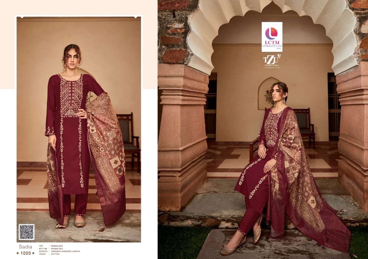 SADIA BY TZU 1001 TO 1006 SERIES FESTIVE TRADITIONAL WEAR COLLECTION BEAUTIFUL STYLISH FANCY COLORFUL PARTY WEAR & OCCASIONAL WEAR SILK DRESSES AT WHOLESALE PRICE