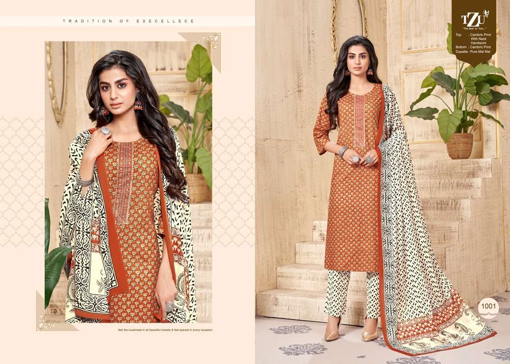 Umaiza By Tzu 1001 To 1008 Series Festive Traditional Wear Collection Beautiful Stylish Fancy Colorful Party Wear & Occasional Wear Dresses With Mal Mal Dupatta At Wholesale Price