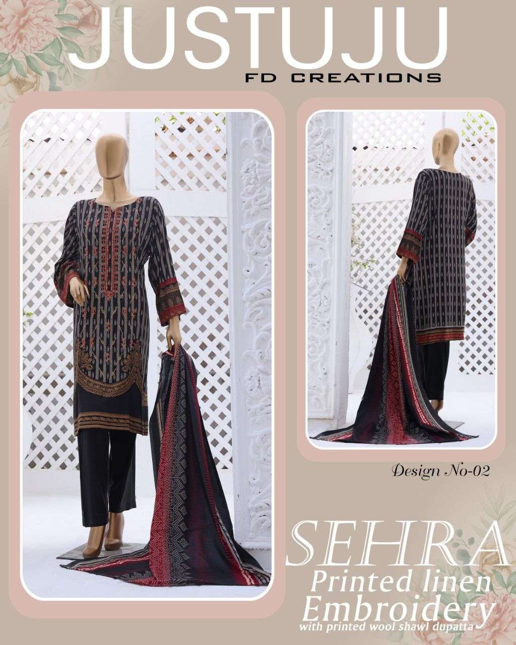 SEHRA WINTER BY FD CREATION 01 TO 12 SERIES BEAUTIFUL PAKISTANI SUITS COLORFUL STYLISH FANCY CASUAL WEAR & ETHNIC WEAR LINEN PRINT DRESSES AT WHOLESALE PRICE