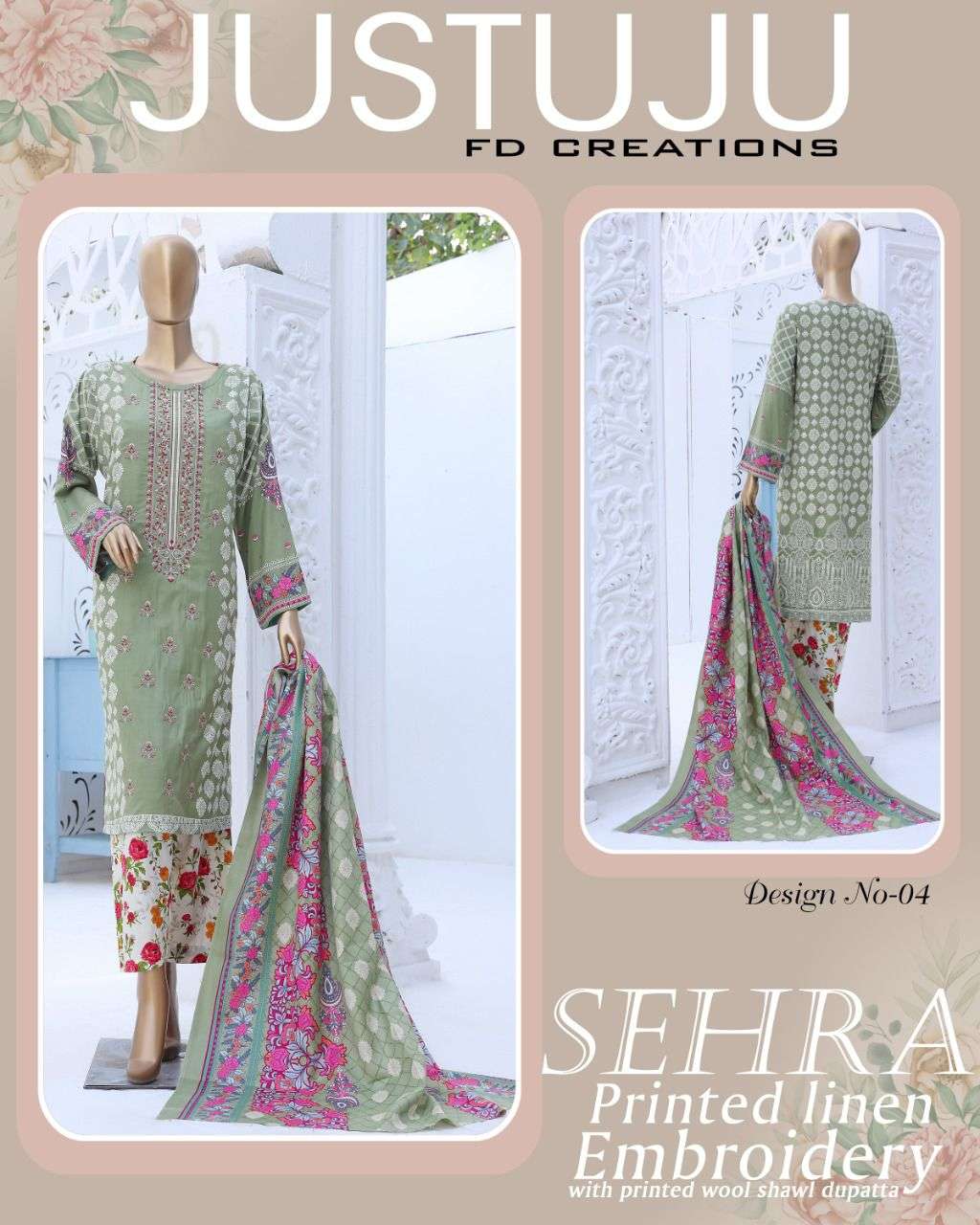 SEHRA WINTER BY FD CREATION 01 TO 12 SERIES BEAUTIFUL PAKISTANI SUITS COLORFUL STYLISH FANCY CASUAL WEAR & ETHNIC WEAR LINEN PRINT DRESSES AT WHOLESALE PRICE