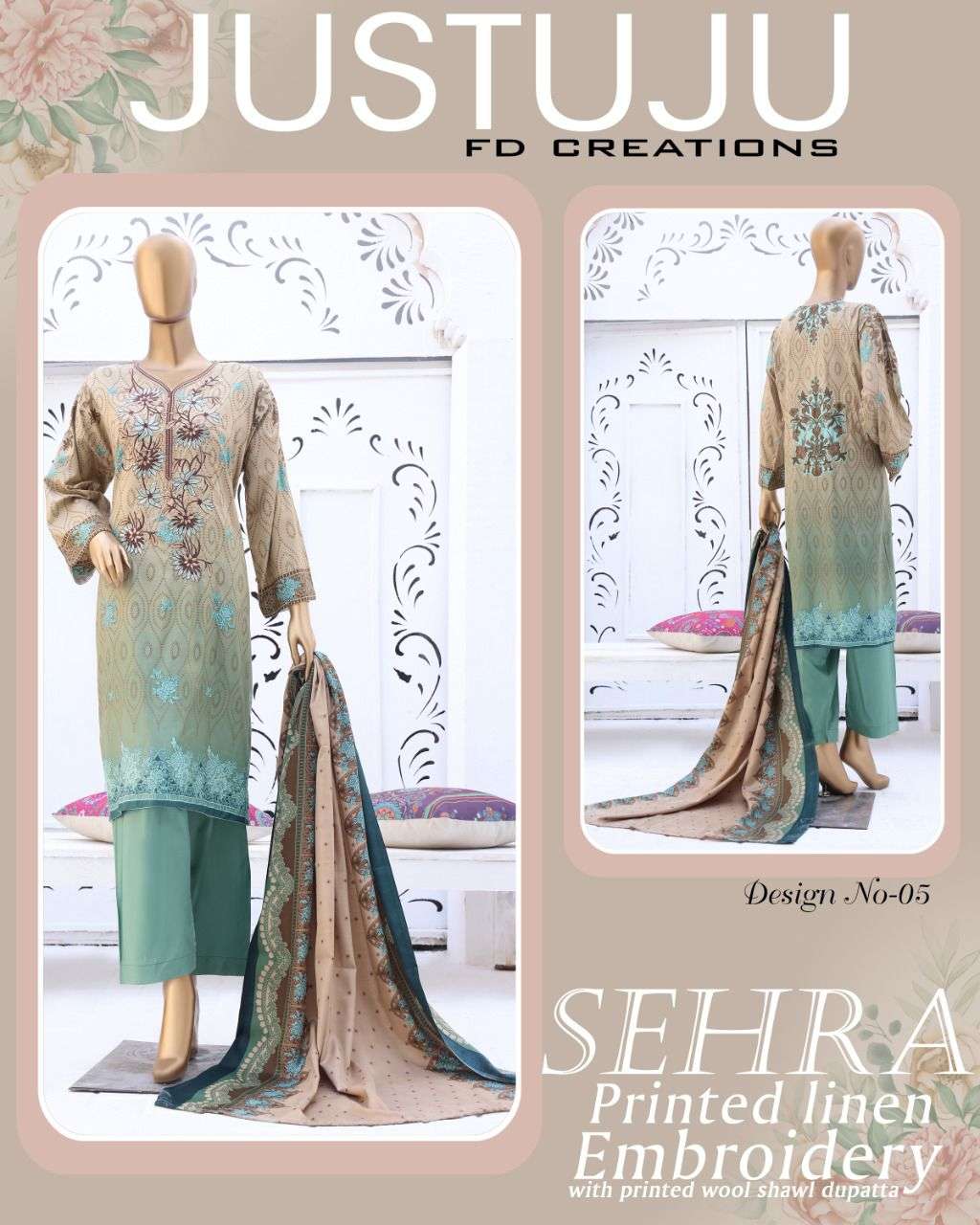 SEHRA WINTER BY FD CREATION 01 TO 12 SERIES BEAUTIFUL PAKISTANI SUITS COLORFUL STYLISH FANCY CASUAL WEAR & ETHNIC WEAR LINEN PRINT DRESSES AT WHOLESALE PRICE