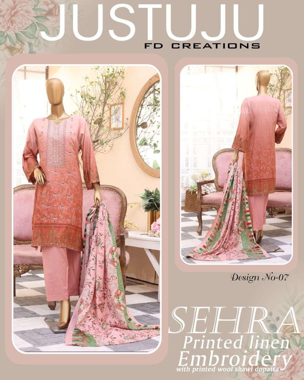 SEHRA WINTER BY FD CREATION 01 TO 12 SERIES BEAUTIFUL PAKISTANI SUITS COLORFUL STYLISH FANCY CASUAL WEAR & ETHNIC WEAR LINEN PRINT DRESSES AT WHOLESALE PRICE