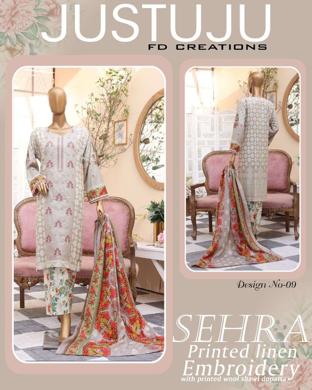 SEHRA WINTER BY FD CREATION 01 TO 12 SERIES BEAUTIFUL PAKISTANI SUITS COLORFUL STYLISH FANCY CASUAL WEAR & ETHNIC WEAR LINEN PRINT DRESSES AT WHOLESALE PRICE